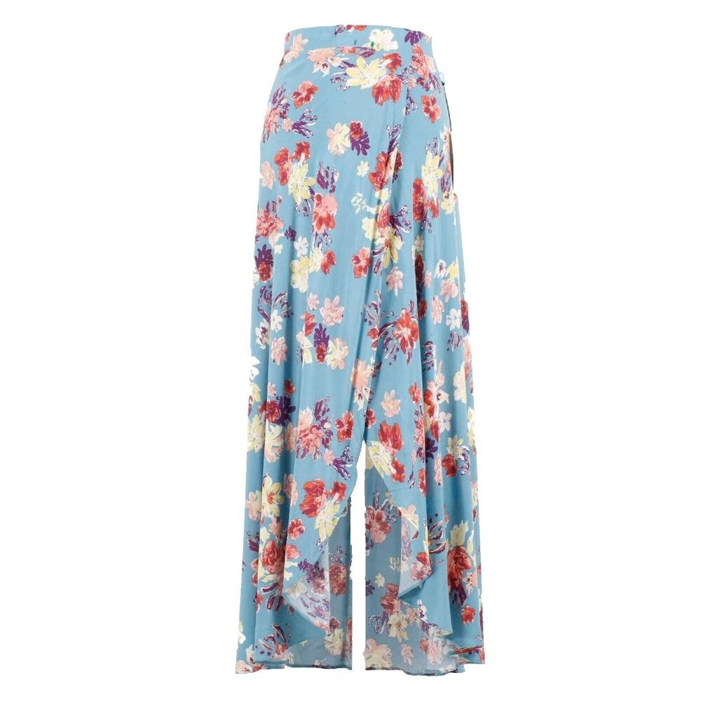 Cotton Candy LA Sz M Aqua Multi Maxi Short Lining Rayon Wrap Skirt